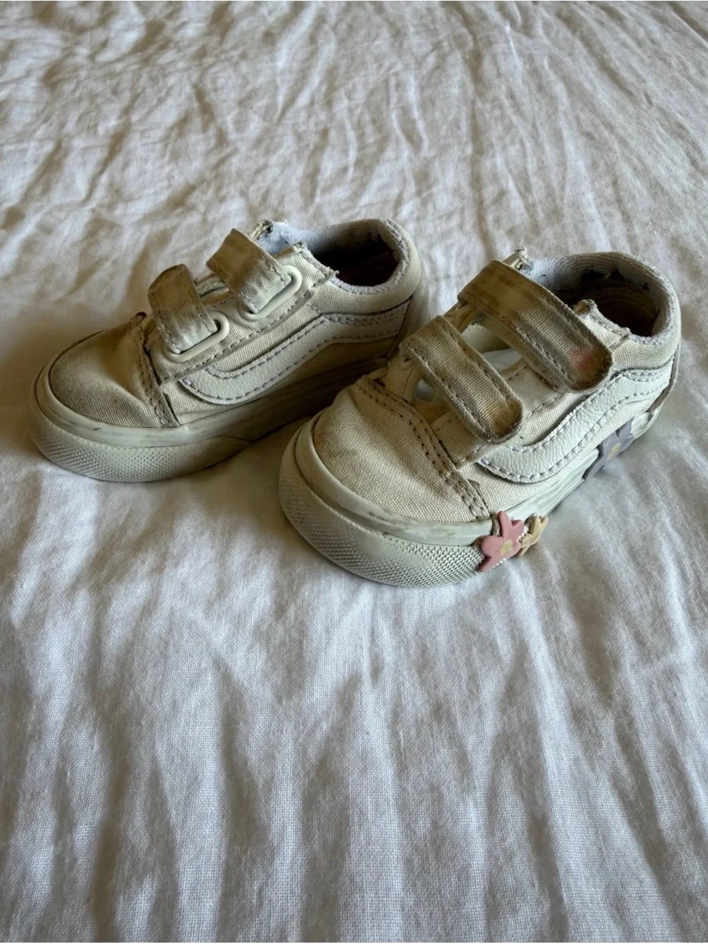 Vans Toddler Girls Floral Sneakers Size 5 White Velcro